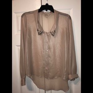 Sheer Blush Top w/ beaded collar.